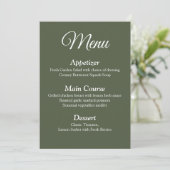 Moderne elegante Karte des Olive Green Wedding (Stehend Vorderseite)