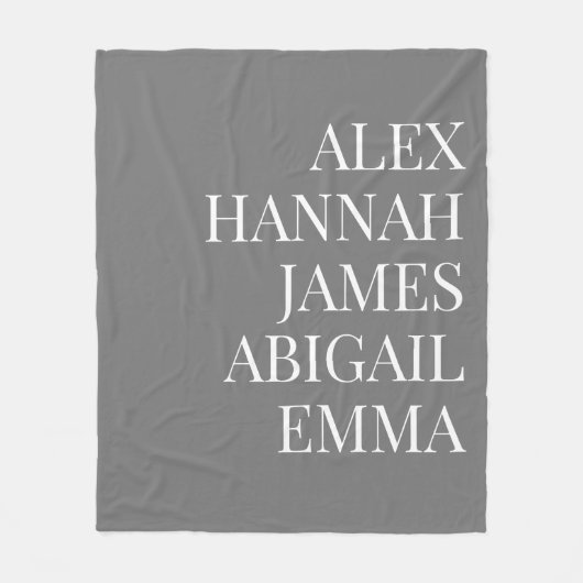 Moderne Elegante Kinder nennen Personalisierte Fam Fleecedecke (Vorderseite)