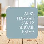 Moderne Elegante Kinder nennen Personalisierte Fam Getränkeuntersetzer<br><div class="desc">Erstellen Sie Ihre eigenen personalisierten Untersetzer mit Familiennamen oder Kindernamen in eleganter Typografie auf blauem Hintergrund. Großartige Geschenkidee für Großmutter mit Enkelnamen.</div>