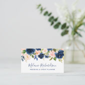 Moderne Elegante Klassik Blau Rosa Blütenblau Visitenkarte (Stehend Vorderseite)