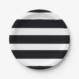 Moderne Elegante Klassik Schwarz & Weiß gestreift Pappteller
