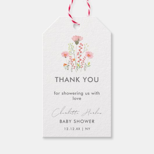 Moderne Elegante Kleine Wildblumen Kinderdusche Geschenkanhänger (Vorderseite)