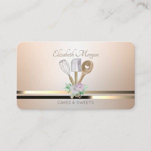 Moderne elegante Konditorei Handwerkzeuge Bäckerei Visitenkarte (Vorderseite)