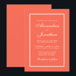 Moderne, elegante Korallen und weiße Hochzeiten Ei Einladung<br><div class="desc">Moderne elegante,  aber einfache Hochzeitskoralle und weiße Einladungskarte</div>