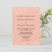 Moderne elegante Korallenhochzeit Einladung (Stehend Vorderseite)