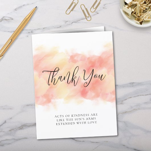 Moderne elegante Korallenpfirsichpfirsichkarten Dankeskarte