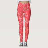 Moderne elegante korallenrote Wildblumen Leggings (Vorderseite)