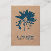 Moderne elegante Kraft Blue Floral Visitenkarte (Vorderseite)