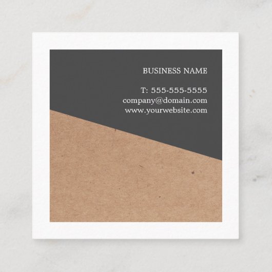 Moderne elegante Kraft Gray White Geometric Quadratische Visitenkarte (Rückseite)