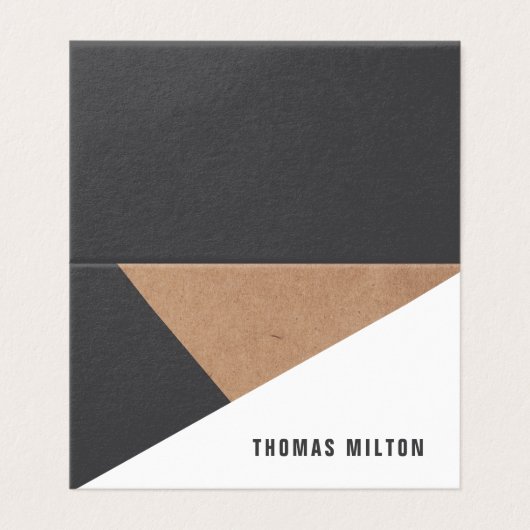 Moderne elegante Kraft Gray White Geometric Visitenkarten (Außenseite Aufgefaltet)