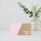 Moderne elegante Kraft Paper Rose White Geometric Visitenkarte (Stehend Vorderseite)