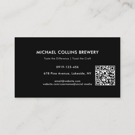 Moderne elegante Kunsthandwerk Brauerei Bierbrauer Visitenkarte (Rückseite)