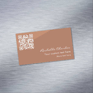 Moderne elegante Kupfer-Tan-QR-Code  Magnetische Visitenkarte