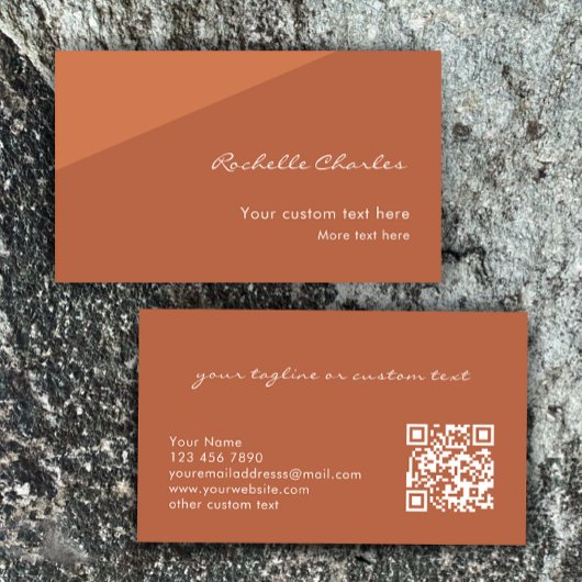 Moderne elegante Kupfer-Tan-QR-Code Visitenkarte