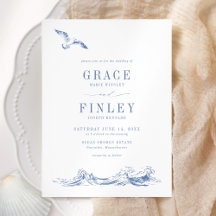 Moderne elegante Küsten-Chic-Hochzeit in Blau