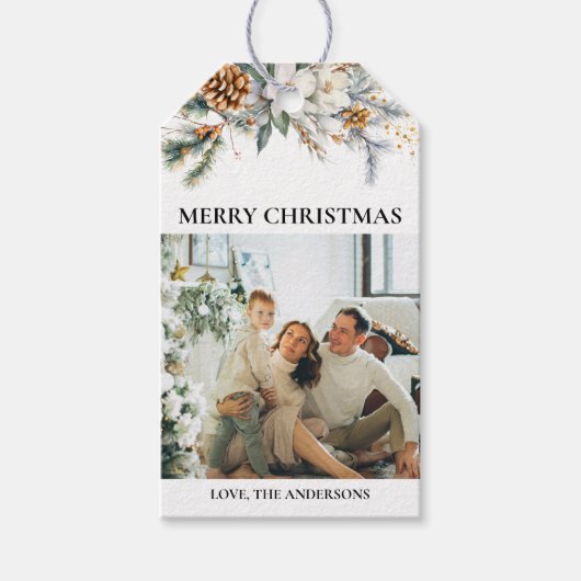 Moderne Elegante Landschaft & Foto | Schwarzes Wei Geschenkanhänger (Vorderseite)