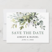 Moderne elegante Landschaft Grün Wasserfarben Save The Date (Vorderseite)