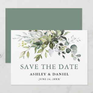 Moderne elegante Landschaft Grün Wasserfarben Save The Date