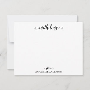 Moderne Elegante Lässig mit Liebe Black Script Mitteilungskarte