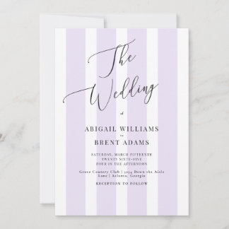Moderne & Elegante Lavendel-Streifen-Hochzeit Einladung