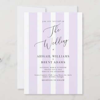 Moderne & Elegante Lavendel-Streifen-Hochzeit II Einladung