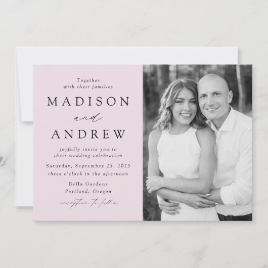 Moderne Elegante Lavender Foto Wedding Einladung (Vorderseite)