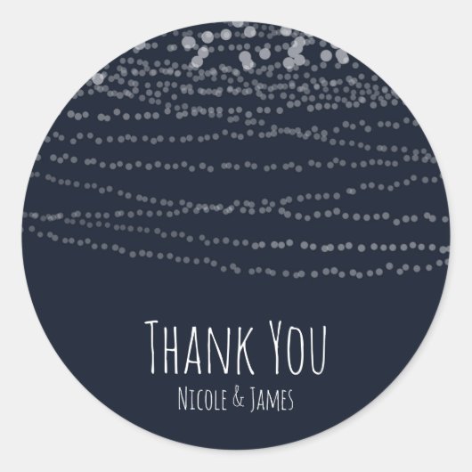 Moderne Elegante Lichterfolge Blaue Feier Runder Aufkleber (Vorderseite)