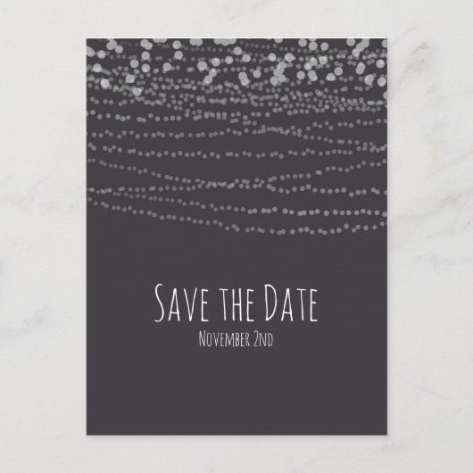Moderne Elegante Lichterfolge Save the Date Ankündigungspostkarte (Vorderseite)