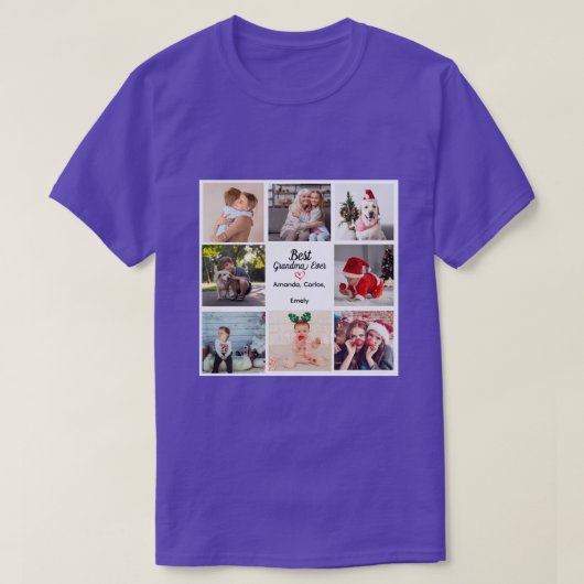 Moderne Elegante Liebe Beste Opa 8-Foto Collage T-Shirt (Design vorne)