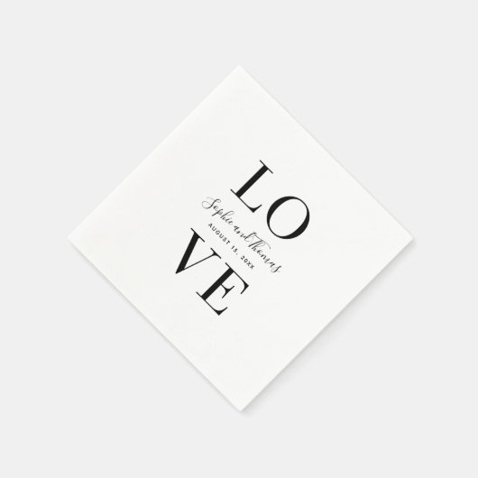 Moderne, elegante Liebe Hochzeit Serviette (Ecke)