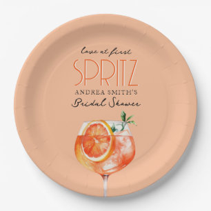 Moderne Elegante Liebe im First Spritz Brautparty Pappteller