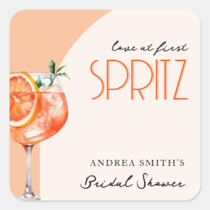 Moderne Elegante Liebe im First Spritz Brautparty Quadratischer Aufkleber