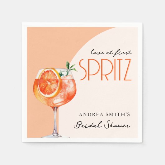 Moderne Elegante Liebe im First Spritz Brautparty Serviette (Vorderseite)