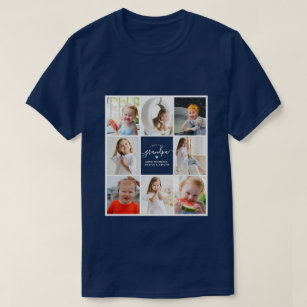 Moderne Elegante Liebe Opa 8-Foto Collage T-Shirt