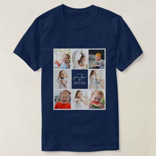 Moderne Elegante Liebe Opa 8-Foto Collage T-Shirt (Design vorne)