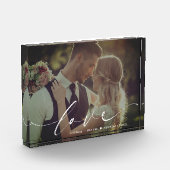 Moderne elegante Liebe Personalisierte Hochzeit Fotoblock (Links)
