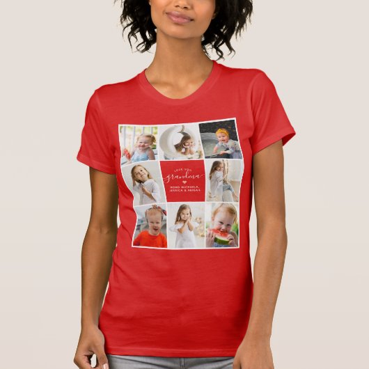 Moderne Elegante Liebe Sie Oma 8-Foto Collage T-Shirt (Vorderseite)