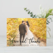 Moderne Elegante Liebe und Dank | Hochzeitsstift F Dankeskarte (Stehend Vorderseite)