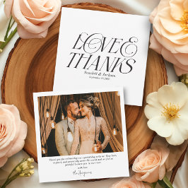 Moderne Elegante Liebe und dank Kalligrafie Foto Dankeskarte