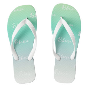 Moderne Elegante Light Blue Türkise Ombre Custom Badesandalen