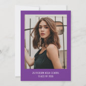 Moderne elegante Lila Bow Foto Graduation Party Einladung (Rückseite)