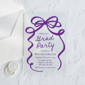 Moderne elegante Lila Bow Graduation Party Acryleinladungen