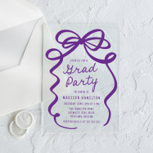 Moderne elegante Lila Bow Graduation Party
