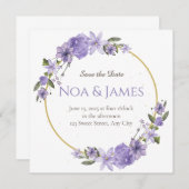 Moderne Elegante Lila Flora Save the Date Einladung (Vorne/Hinten)