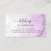 Moderne, elegante lila Glitzer Marmor Make-up Küns Terminkarte (Rückseite)