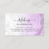 Moderne, elegante lila Glitzer Marmor Make-up Küns Visitenkarte (Rückseite)