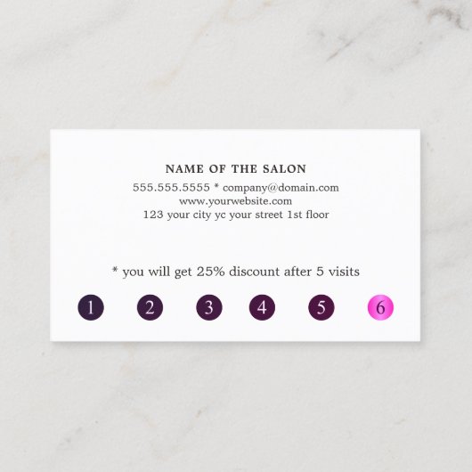 Moderne Elegante Lila Rosa Herzstück Loyalität Treuekarte (Rückseite)