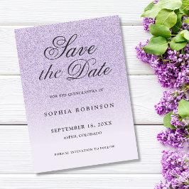 Moderne Elegante lila Save the Date Quinceanera