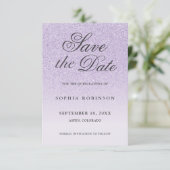 Moderne Elegante lila Save the Date Quinceanera (Stehend Vorderseite)