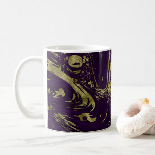 Moderne Elegante Lila und goldene Marmorbäume Kaffeetasse
